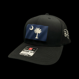 Richardson 112 3D Palmetto Moon Waving Black Performance Trucker Hat