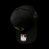 864 Richardson Bottomland Camo Performance PVC Patch Blackout Trucker Hat