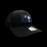 Richardson 112 3D Palmetto Moon Waving Black Performance Trucker Hat
