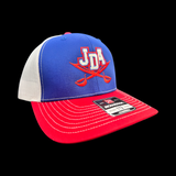 PRE_SALE: JDA Raiders Red Blue White 803 Special Edition Structured Trucker Hat
