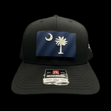 Richardson 112 3D Palmetto Moon Waving Black Performance Trucker Hat