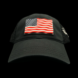 Richardson 111 3D Old Glory Waving Black Performance Relaxed Hat