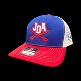 PRE_SALE: JDA Raiders Red Blue White 803 Special Edition Structured Trucker Hat