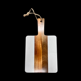 Acacia Wood White Marble 8 inch Palmetto Moon Kitchen Cutting Board