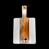 Acacia Wood White Marble 8 inch Palmetto Moon Kitchen Cutting Board
