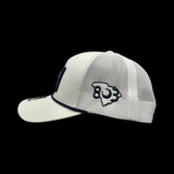 Richardson 112 Rope White Palmetto Moon Navy Performance PVC Patch Trucker Hat
