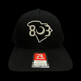 803 Richardson Black Fitted Mesh Flex Trucker Hat