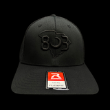 803 Richardson 110 Blackout Fitted Mesh Trucker Hat