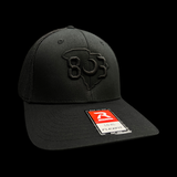 803 Richardson 110 Blackout Fitted Mesh Trucker Hat