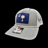 803 Richardson Rope Heather Gray White Performance PVC Patch Rope Trucker Hat