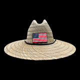 Old Glory Waving PVC Patch Straw Hat
