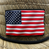 Old Glory Waving PVC Patch Straw Hat