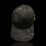 803 America Flexfit Black Camo Fitted Cotton Military Hat