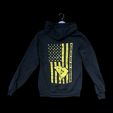Distressed Flag Hoodie - Black & Gold Has No Borders