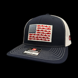 Richardson 112 Navy White Embroidered Fishing Old Glory Patch Trucker Hat