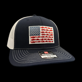 Richardson 112 Navy White Embroidered Fishing Old Glory Patch Trucker Hat