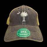 1776 Legacy Navy Khaki Palmetto Moon Relaxed Trucker Hat