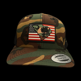 843 Yupoong Performance RWB Patriotic Army Camo Trucker Hat