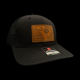 Richardson 112 Genuine Leather Patriotic Black Trucker Hat