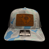 Richardson Genuine Leather Patriotic Saltwater Duck Camo Trucker Hat