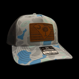 Richardson Genuine Leather Patriotic Saltwater Duck Camo Trucker Hat