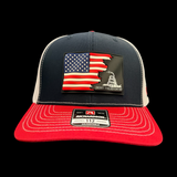 Richardson 112 RWB Don’t Tread On Me 3D Waving Flag Trucker Hat