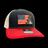 Richardson 112 RWB Don’t Tread On Me 3D Waving Flag Trucker Hat