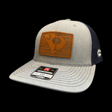 Richardson 112 Genuine Leather Patriotic Heather Navy Trucker Hat