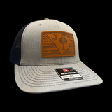 Richardson 112 Genuine Leather Patriotic Heather Navy Trucker Hat