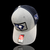 803 Richardson Flexfit Navy Heather Performance PVC Patch Patriotic Fitted Trucker Hat