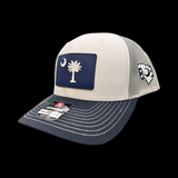 803 Richardson Navy White Aluminum Performance PVC State Patch Trucker Hat