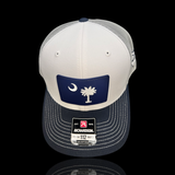 803 Richardson Navy White Aluminum Performance PVC State Patch Trucker Hat