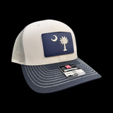 843 Richardson Navy White Aluminum Performance PVC State Patch Trucker Hat