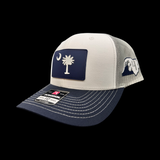 843 Richardson Navy White Aluminum Performance PVC State Patch Trucker Hat