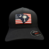 Flexfit 6277 Dark Navy Performance Patriotic PVC Patch Cotton Fitted Hat