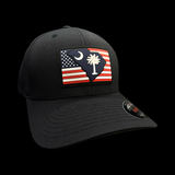 Flexfit 6277 Dark Navy Performance Patriotic PVC Patch Cotton Fitted Hat