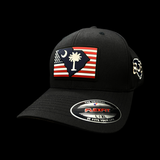 Flexfit 6277 Dark Navy Performance Patriotic PVC Patch Cotton Fitted Hat