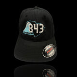 843 Lowcountry Flexfit Washed Black Fitted Cleanup Hat