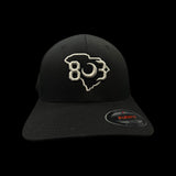 803 Flexfit XXL Black fitted cotton hat (2 logo colors)