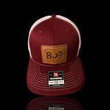 803 Richardson Garnet White Leather Patch Trucker