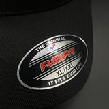 803 Flexfit XXL Black fitted cotton hat (2 logo colors)