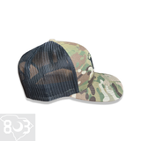 803 Yupoong Multicam Black Trucker