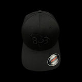 803 Flexfit XXL Black fitted cotton hat (2 logo colors)