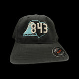 843 Lowcountry Flexfit Washed Black Fitted Cleanup Hat