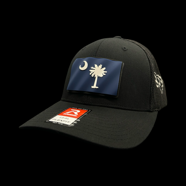 Richardson 110 3D Palmetto Moon Waving Black Performance Fitted Hat