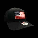 Richardson 112 3D Old Glory Waving Black Performance Trucker Hat