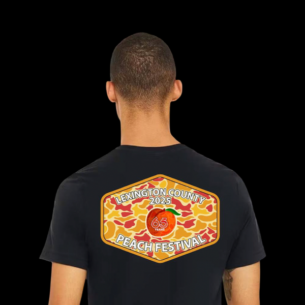 PRE-SALE: 65th Anniversary Peach Festival Camo Black Cotton T-Shirt