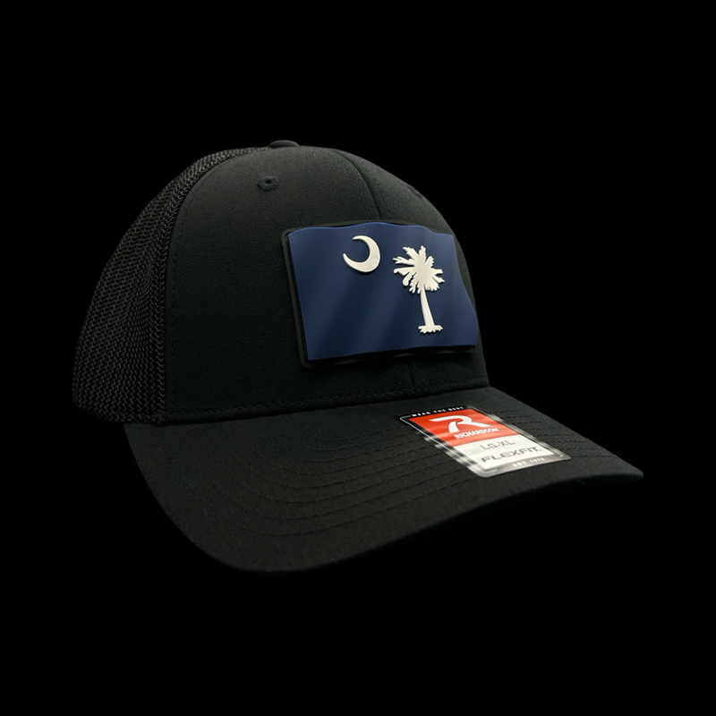 Richardson 110 3D Palmetto Moon Waving Black Performance Fitted Hat