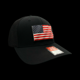 Richardson 110 3D Old Glory Waving Black Performance Fitted Hat