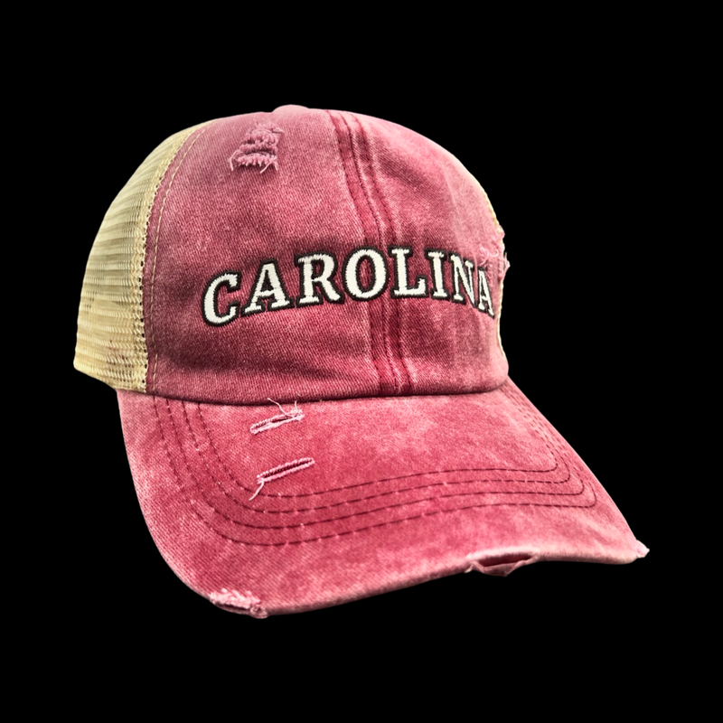 Carolina 803 Garnet Pony Tail Criss Cross Relaxed Trucker Hat